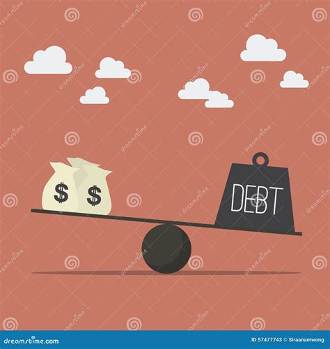 Balancing with Income and Debt Stock Vector - Illustration of compare ...