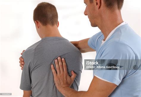 Adolescent Posture Correction Chiropractic Treatment Back Pain Relief Physiotherapy Concept ...