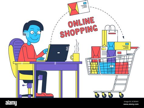 Man using laptop commerce Stock Vector Images - Alamy