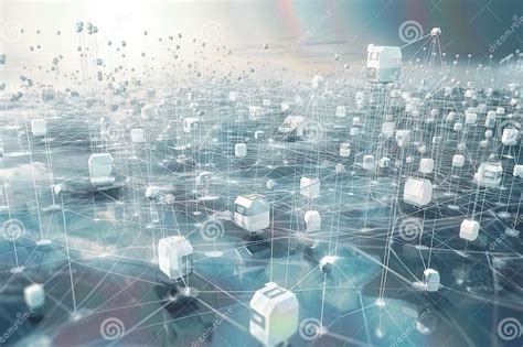 Interconnected Network Illustration with Blue Technology Theme Stock ...