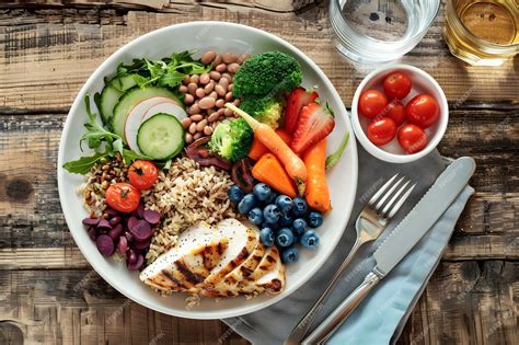 Premium Photo | Healthy Balanced Meal Plate Harvard Healthy Eating Plate