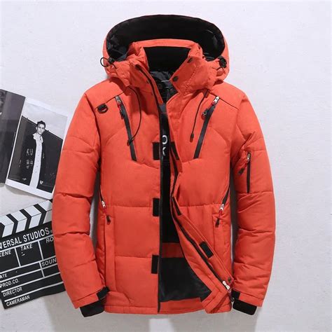 Winter Parkas Men Down Jacket Male White Duck Down Jacket Hooded Outdoor Thick Warm Padded Snow ...