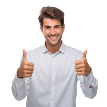 Man In Shirt Smiles And Gives Thumbs Up To Show Approval Of Proposed ...