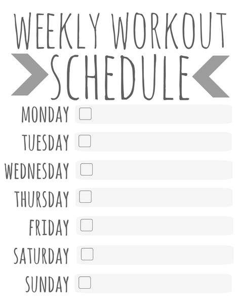 Weekly Workout Schedule - Printable - Talk Less, Say More