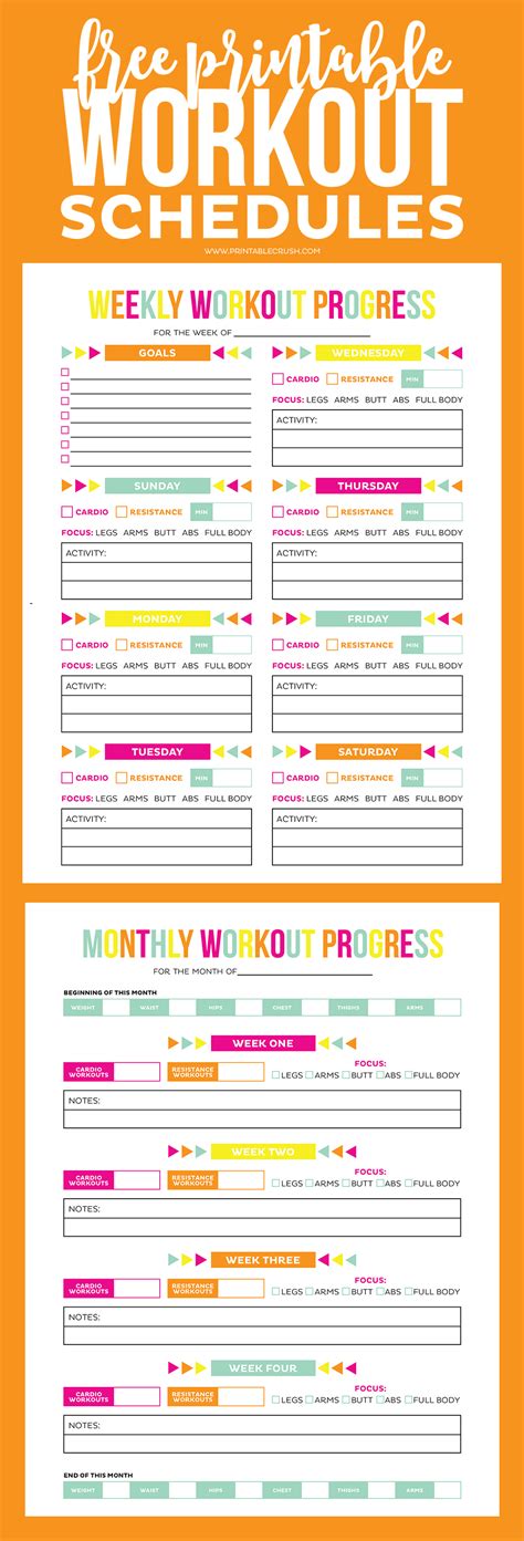 Workout Calendar - FREE Printable Schedule/Progress Sheets