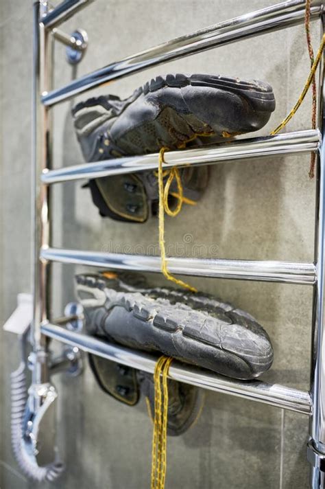 Hiking Shoes Drying after Big Camping. Stock Image - Image of dryer, nature: 320152079