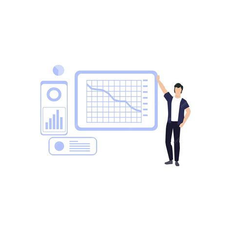 Premium Vector | The boy is looking at the progress of the graph