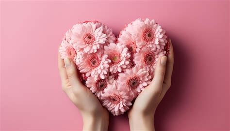 Premium AI Image | Heartfelt Gesture Hands Holding Flowers in the Shape ...