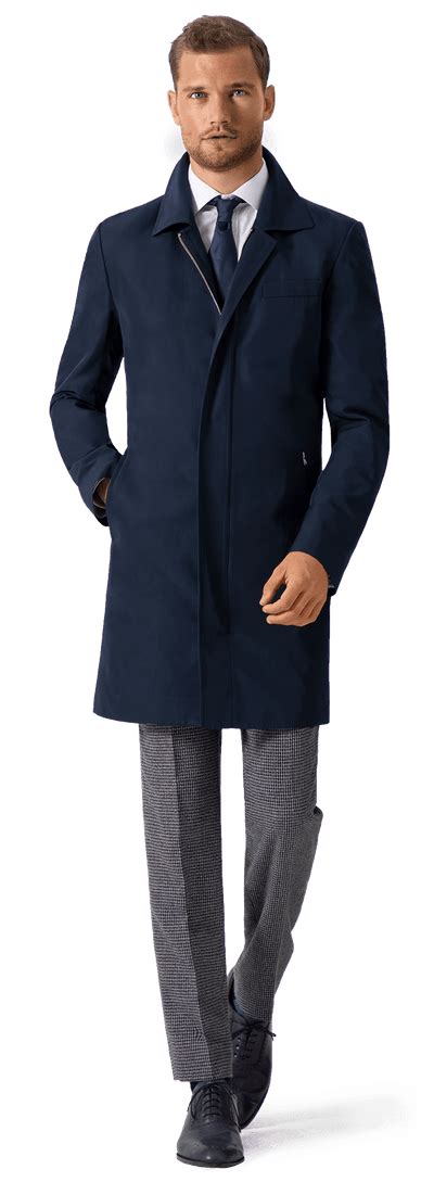 Navy Blue trench coat with belt and epaulettes