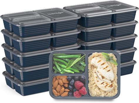 Bentgo Prep 3-Compartment Meal-Prep Containers with Custom-Fit Lids ...