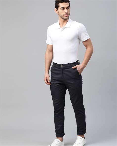 Buy Men's Blue Slim Fit Chinos for Men Blue Online at Bewakoof