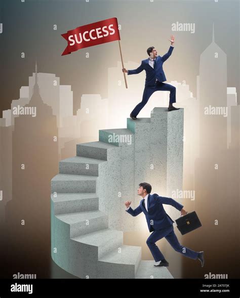 The businessman with success banner in business concept Stock Photo - Alamy