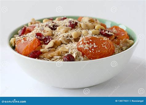Bowl of Oatmeal with Nuts and Fruits Stock Image - Image of plate, bowl ...