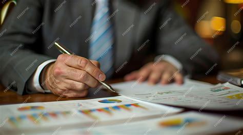 Premium Photo | A man in a suit reviewing financial reports and graphs ...