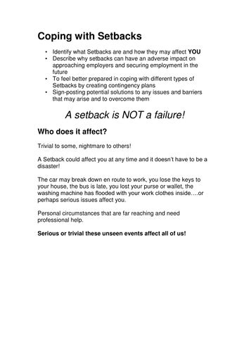 Coping with Setbacks | Teaching Resources