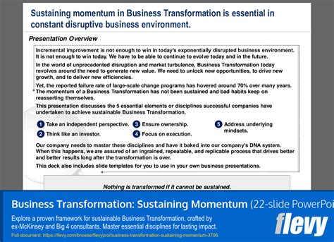 Business Transformation: Sustaining Momentum PPT Slide Deck