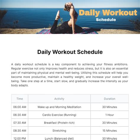 Free Daily Workout Schedule Template to Edit Online