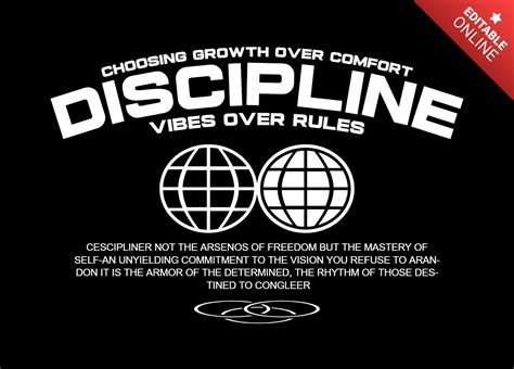 DISCIPLINE & GROWTH Motivational Bold Typography with Globe Graphics ...
