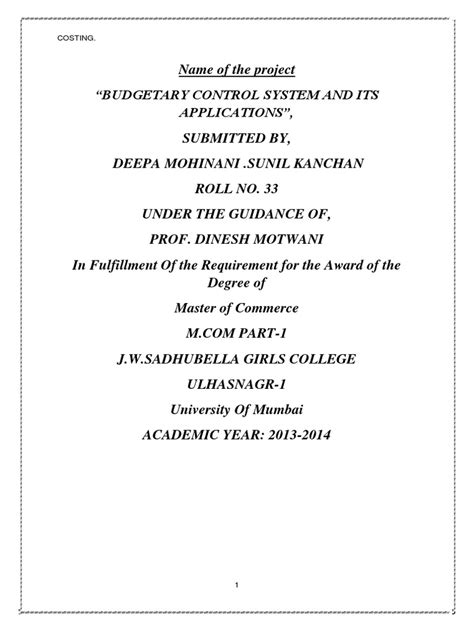 Budgetary Control System and Its Applications | PDF | Budget | Budgets ...