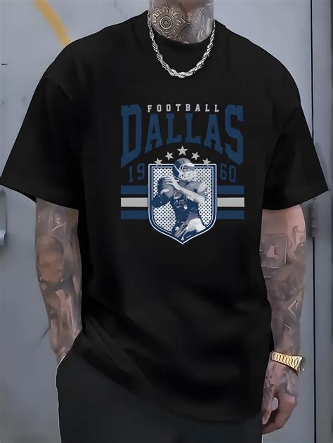 DALLAS letters, patterns, printed men's T-shirts, men's novel pattern ...