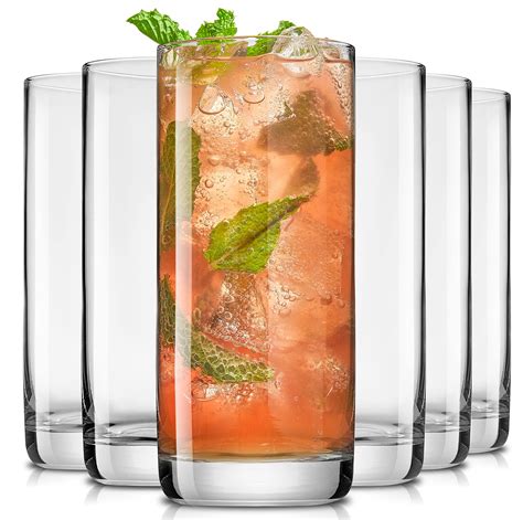 Buy JoyJolt Faye 13oz Highball Glasses, 6pc Tall Glass Sets. Lead-Free ...