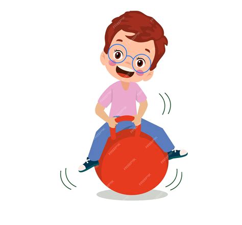 Premium Vector | Kids bouncing on hopper ball
