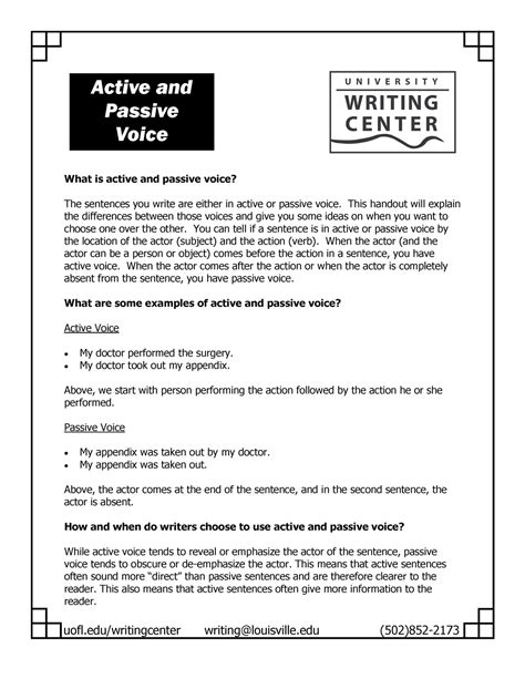 Active and Passive Voice Edited - uofl/writingcenter writing@louisville ...