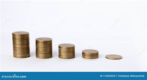 Growing Coins Stacks on White Background. Financial Growth, Saving ...