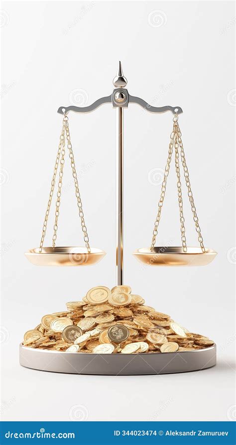The Scale Balances Perfectly Over a Generous Pile of Gold Coins, Representing Financial ...