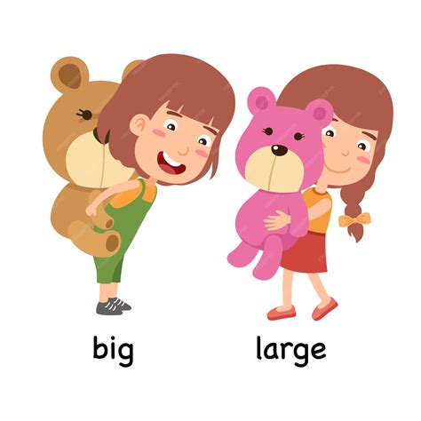 Premium Vector | Synonyms adjectives big and large vector illustration
