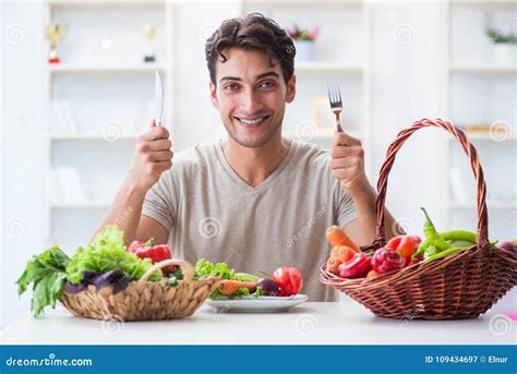 The Young Man in Healthy Eating and Dieting Concept Stock Image - Image ...