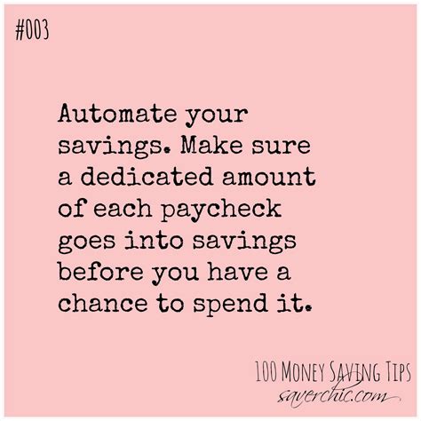 saverchic: Automate Savings - 100 Money Saving Tips