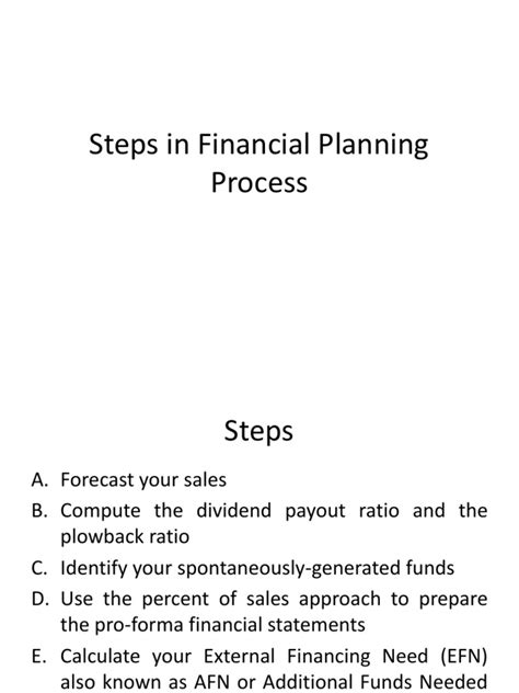 Steps in Financial Planning Process | PDF | Retained Earnings | Balance ...