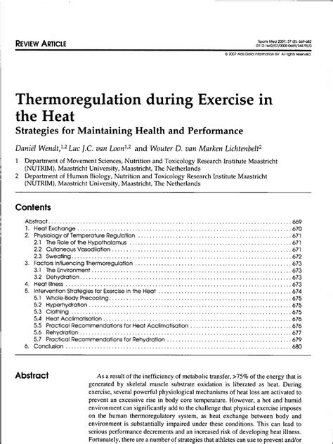 Thermoregulation During Exercise In | Thermoregulation | Heat Transfer