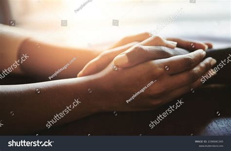 Couple Comforting Supporting Holding Hands On Stock Photo 2190041305 ...