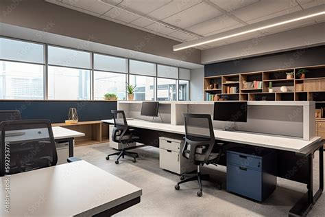 well-organized and efficient workspace with ergonomic desks, ergonomic ...