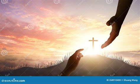 Silhouette of God S Giving a Helping Hand, Hope and Support Each Other ...