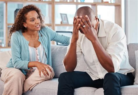 Premium Photo | Couple fight and depression on sofa of marriage problems breakup or bad ...