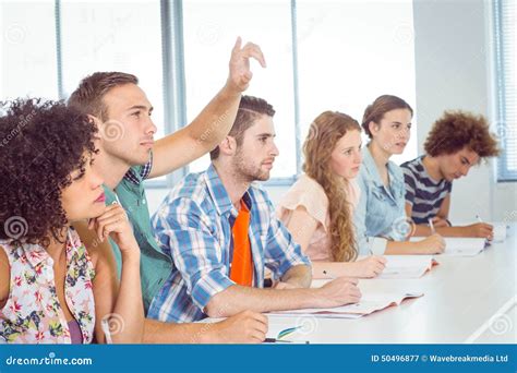 Fashion Students Being Attentive in Class Stock Image - Image of hand ...