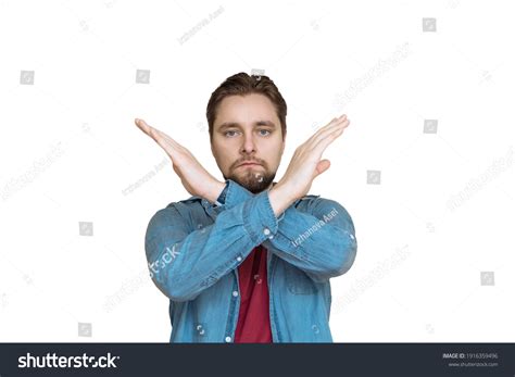 Man Shows Refusal Sign His Hands Stock Photo 1916359496 | Shutterstock