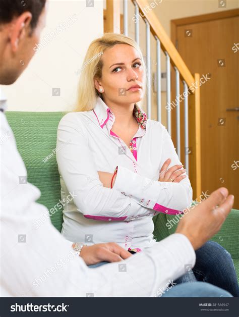 Young Married Couple Having Serious Talking Stock Photo 281566547 ...