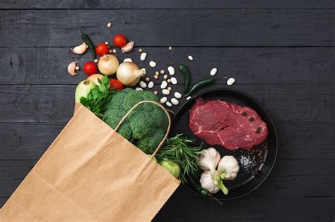Premium Photo | Grocery bag with healthy food