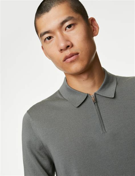 Men’s Merino Wool Polo Shirts | M&amp;S