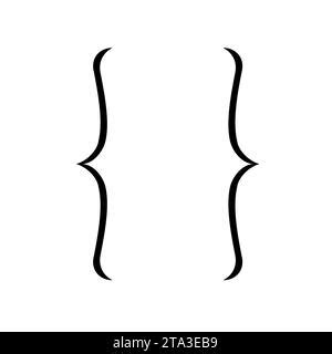 Curly braces icon for graphic design isolated on white background, Brackets symbolic elements ...