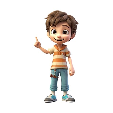 3D happy cartoon boy on transparent background. 24346391 PNG