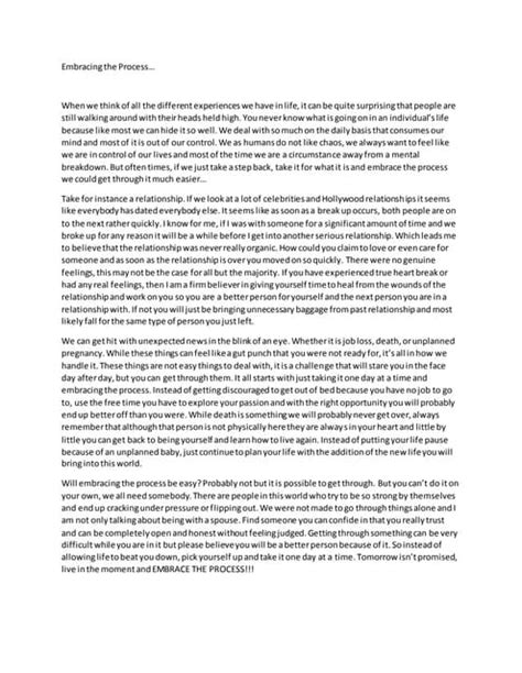 Embracing the Process | DOCX | Single Life | Family and Relationships