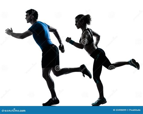 Man Woman Runner Running Jogging Sprinting Stock Image - Image of ...