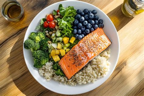 Balanced Healthy Meal Plate with Chicken, Rice, and Vegetables Stock ...