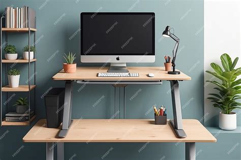 Premium Photo | Illustrate a home office with a standing desk and ...