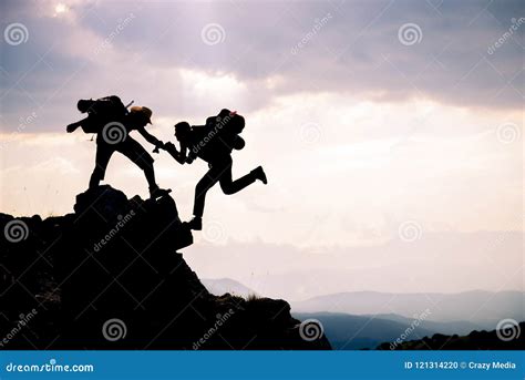 Climber Reaches Out To His Partner by Helping Each Other.leading ...